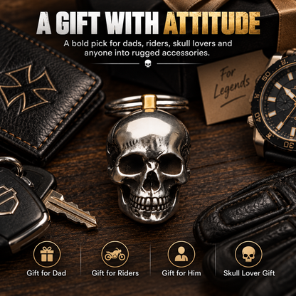 3D Stainless Steel Skull Keychain – Gothic Biker EDC Key Ring