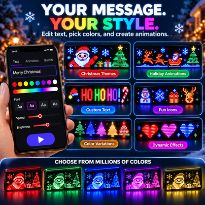 🚗🎄 Smart LED Pixel Car Display — App-Controlled Custom Text, Colors & Animations