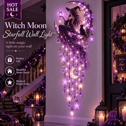 🦋 Enchanted Butterfly Moon™🌙 – Magical Fairy Starfall Wall Light with Cascading Crystal Glow