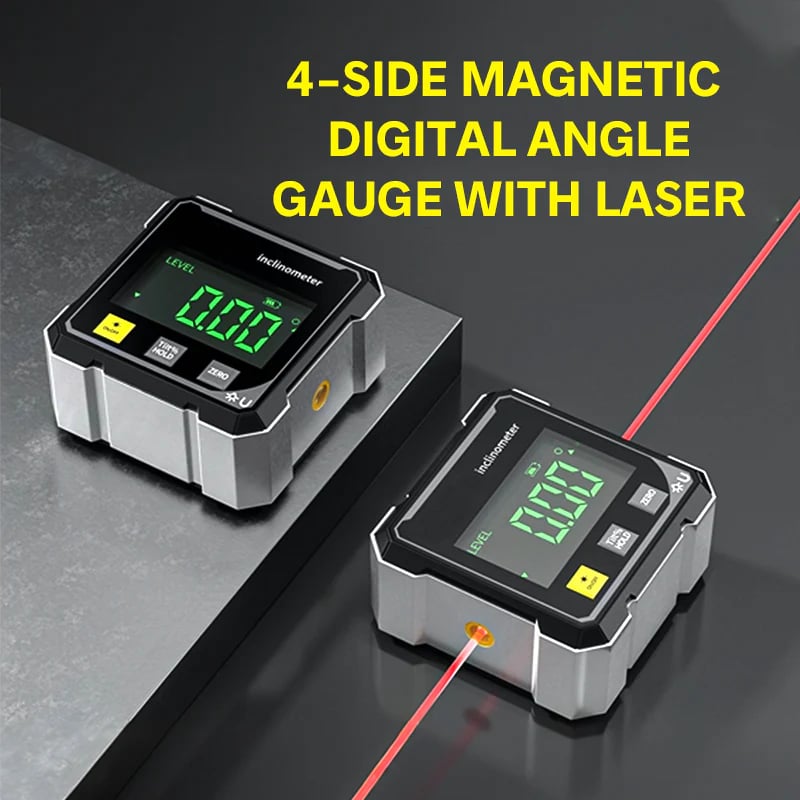 ⚙️ German Quality 4-Side Magnetic Digital Angle Gauge with Laser | Precision You Can Trust