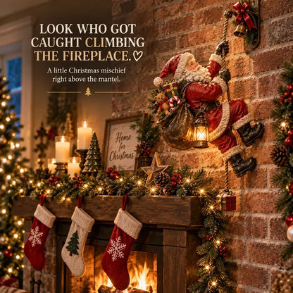 ✨Santa’s Secret Climb – Lighted Christmas Wall Decoration