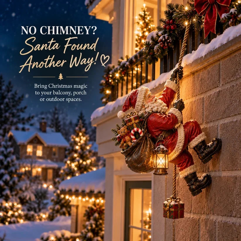 ✨Santa’s Secret Climb – Lighted Christmas Wall Decoration