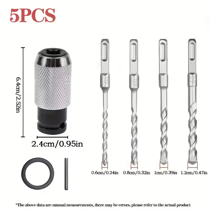 Rotary Hammer Adapter with Impact Drill Bits Set