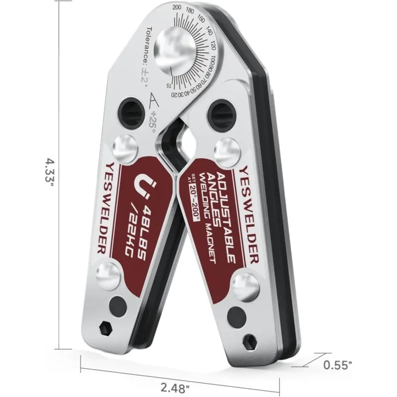 Adjustable Angle Welding Magnet – 20°–200° Magnetic Welding Holder with Locking Hex System