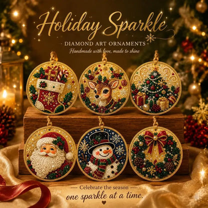 🎄💎6-Piece Christmas DIY Diamond Painting Decoration Set - Perfect for Holiday Home Parties