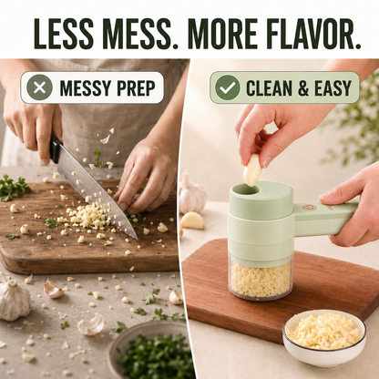 🧄🥕4-in-1 Handheld Electric Chopper – Slice, Mince, Peel & Clean in Seconds ⚡