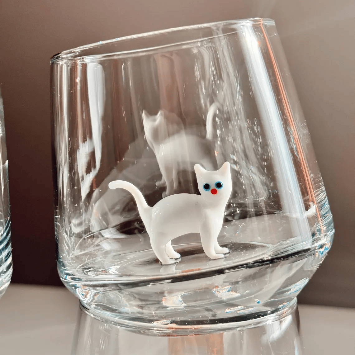🐱 Handmade Murano-Style Cat Wine Glass – Whimsical Art Glass for Cat Lovers 🍷✨