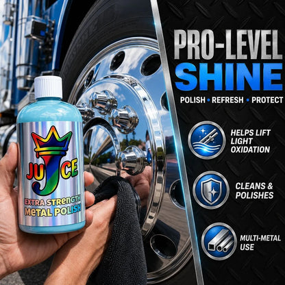 🚗All-in-one Metal Polish Kit – 16oz High-Performance Cleaner with Microfiber & Denim Rags