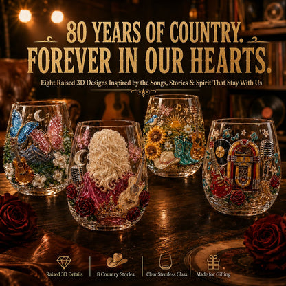 🎸✨ Queen of Country 1946–2026 3D Glass Collection- 🦋A Country Music Keepsake to Treasure💖