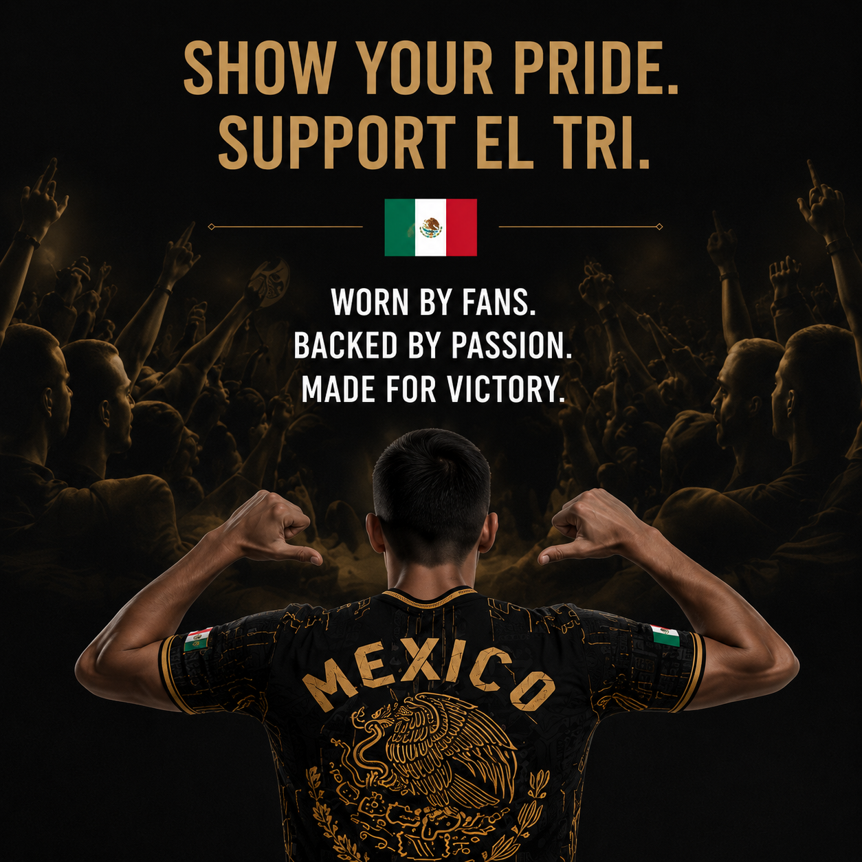 Mexico Soccer Jersey Black Aztec Warrior Gold Feather Design