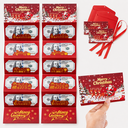 Christmas Cash Gift Envelope – 6-Slot Folding Money Holder for Holiday Gifting