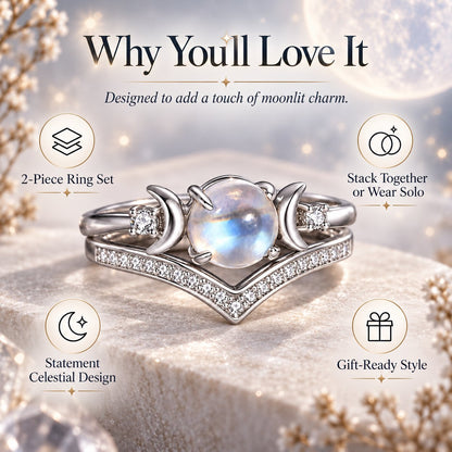 🔮 Enchanted Triple Moon Celestial Ring🌙