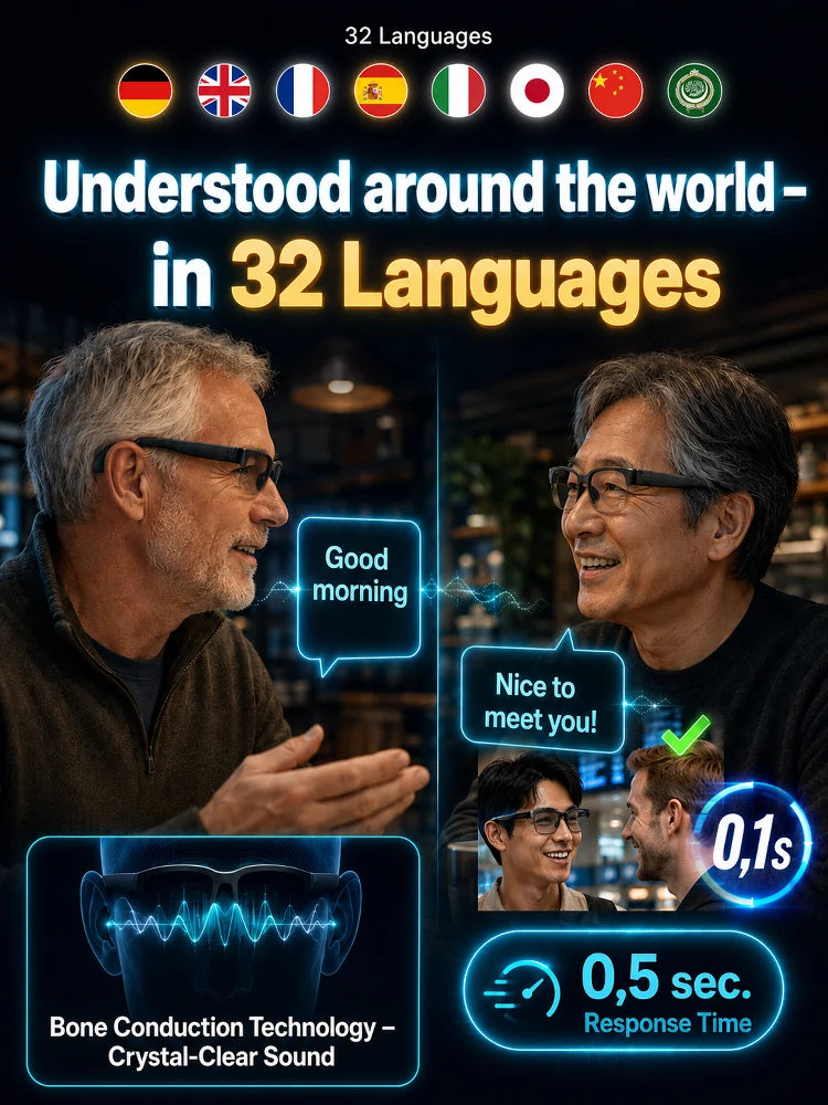 🚀 AI-Powered Smart Translation Bluetooth Glasses with 4K POV Camera 🌐