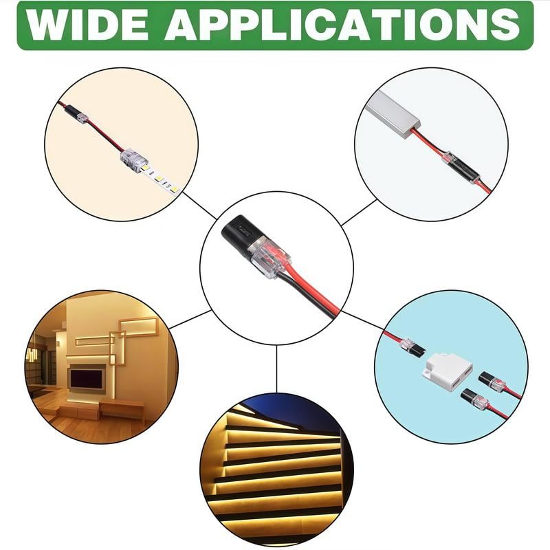 50 PCS Fast-Fit 2-Pin Double-Wire Plug-in Connectors