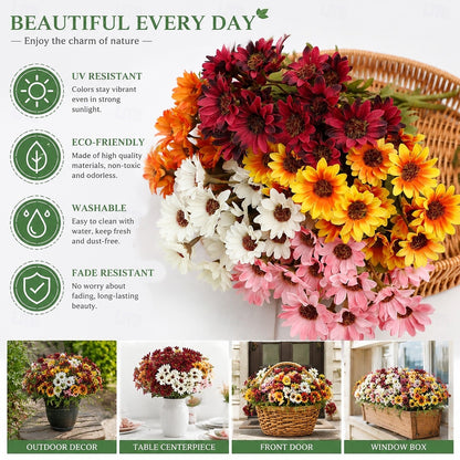 💥Last Day 70% OFF🌼- Artificial Outdoor Sunset Mums Flowers - UV resistant, Waterproof, Windproof