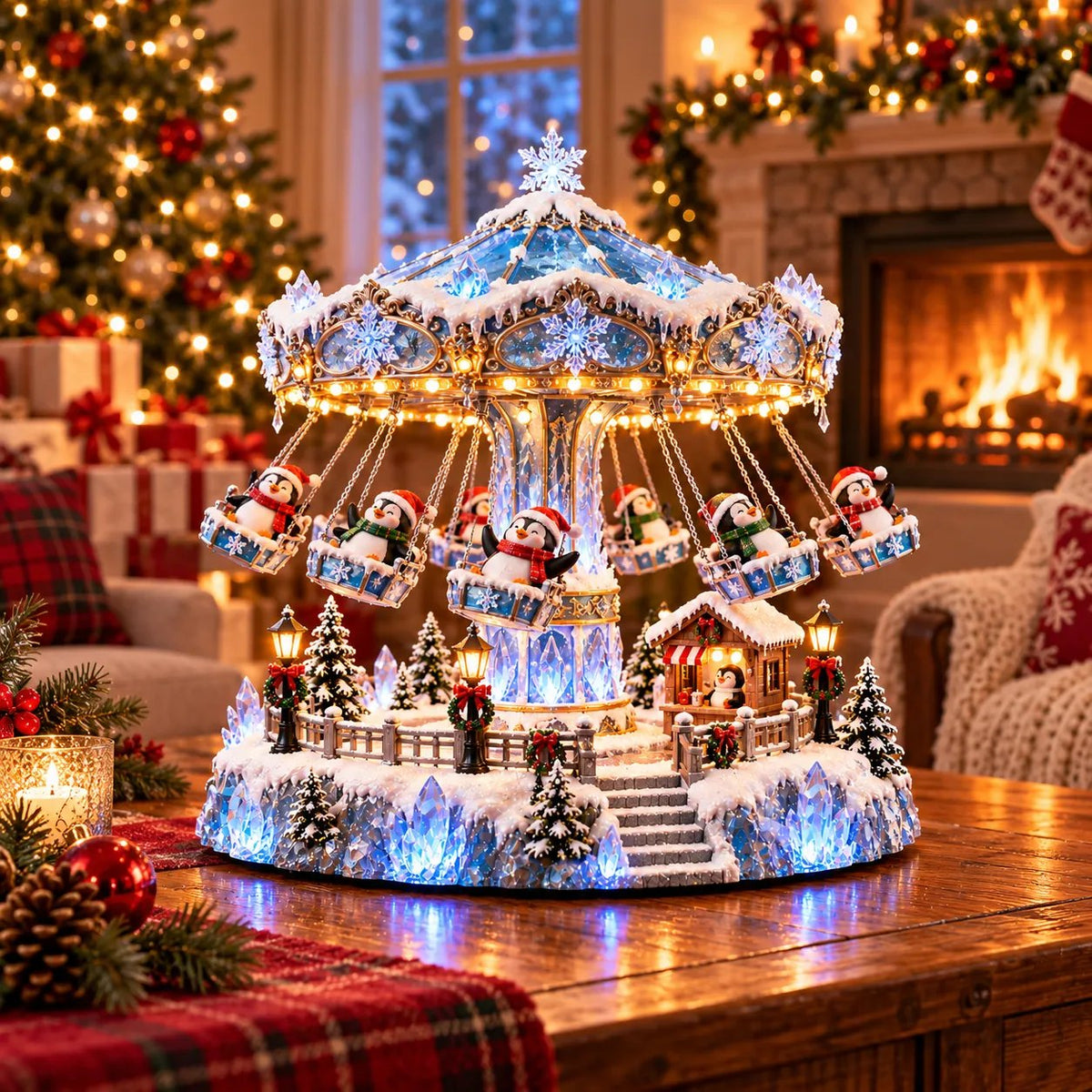 🎄 Christmas offer: 49% off! 🐧 Penguin Winter Swing Carnival – Rotating Christmas decoration with lights ❄️✨
