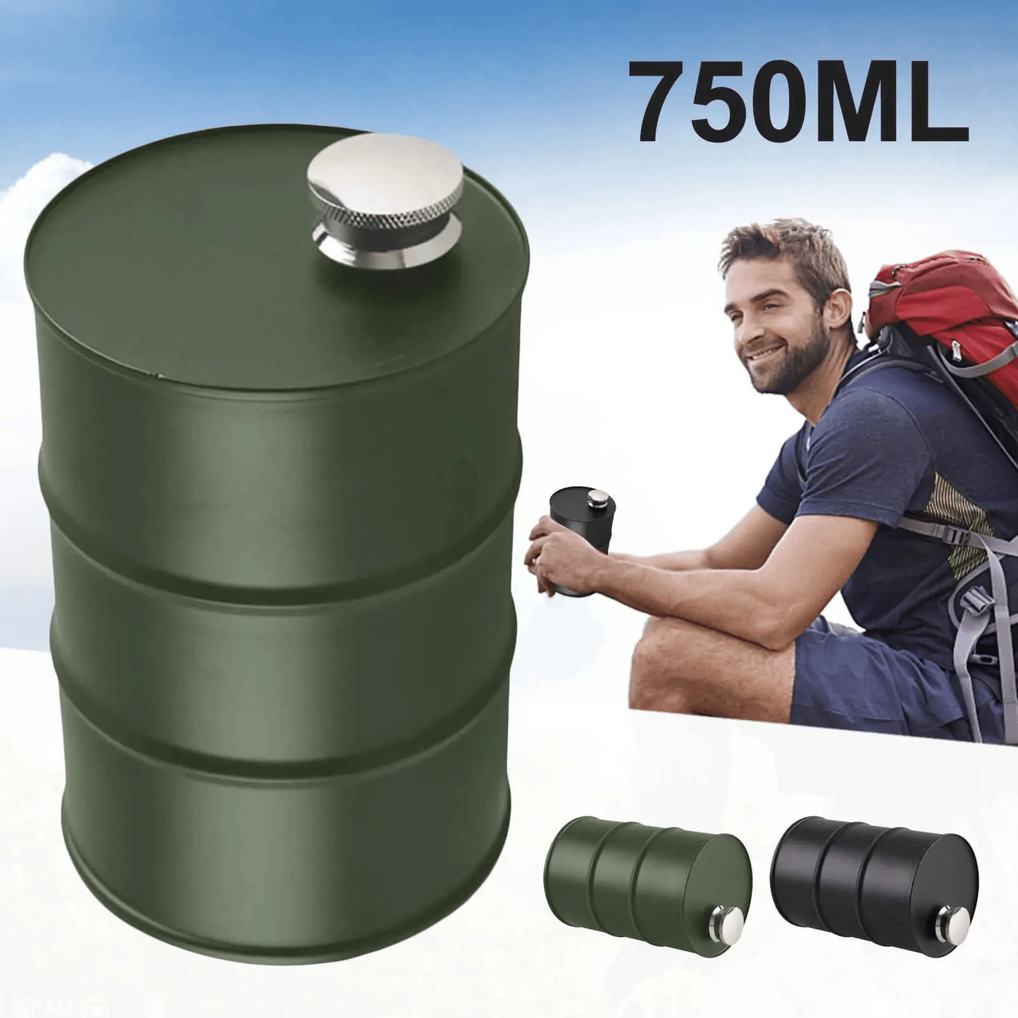 350ml/750ml Oil Drum Anti-rust Leak-proof No Odor Portable Wine Storage🛢Food Grade Camping Whisky Flagon Wine Jug Camping Supplies
