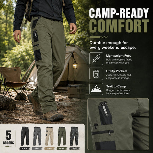🔥Buy 2 Free Shipping👖Men's Solid Color Camouflage Printed Pocket Zipper Waterproof Tactical Work Pants