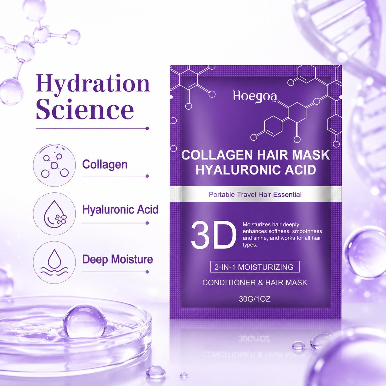 Collagen & Hyaluronic Acid 2-in-1 Hair Mask/Conditioner Sachet