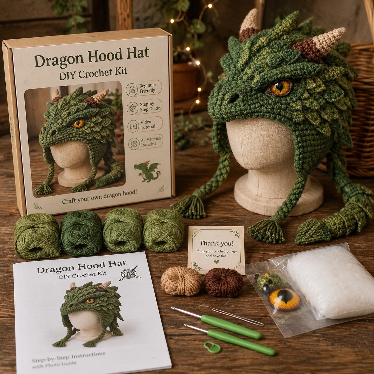 🔥Last Day 50% OFF - 🧵Fantasy Hood Hat DIY Crochet Kit – Create Your Own Magical Wearable Character Hat