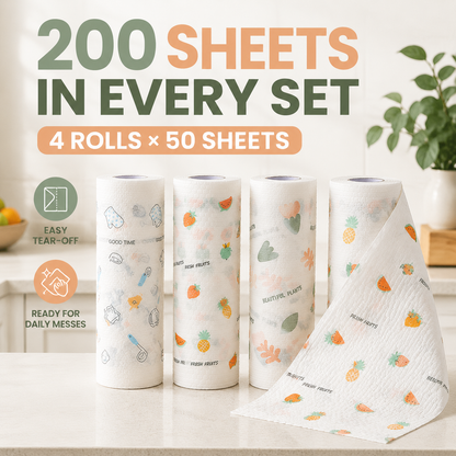 200Pcs Per Roll Reusable Cleaning Lazy Rags, Washable Kitchen Dish Towels & Multi-Purpose Wiping Cloths