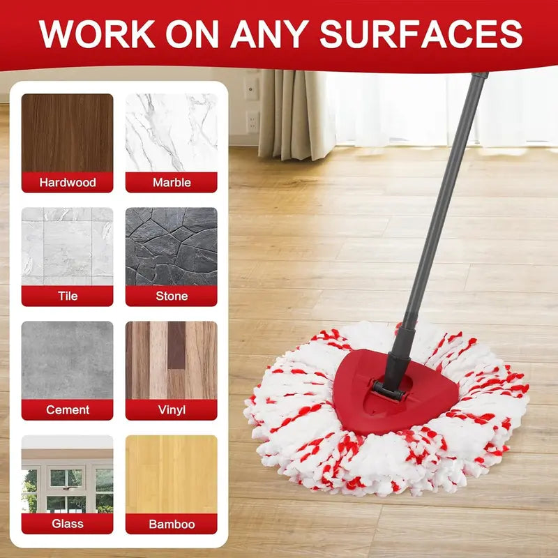 Spin Mop Heads Replacements with Scrubbing Pad Refills