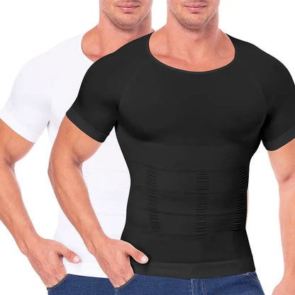 🔥 50% OFF 💪 Men's Seamless Compression Shirt – Tummy Control & Body Shaping Tee