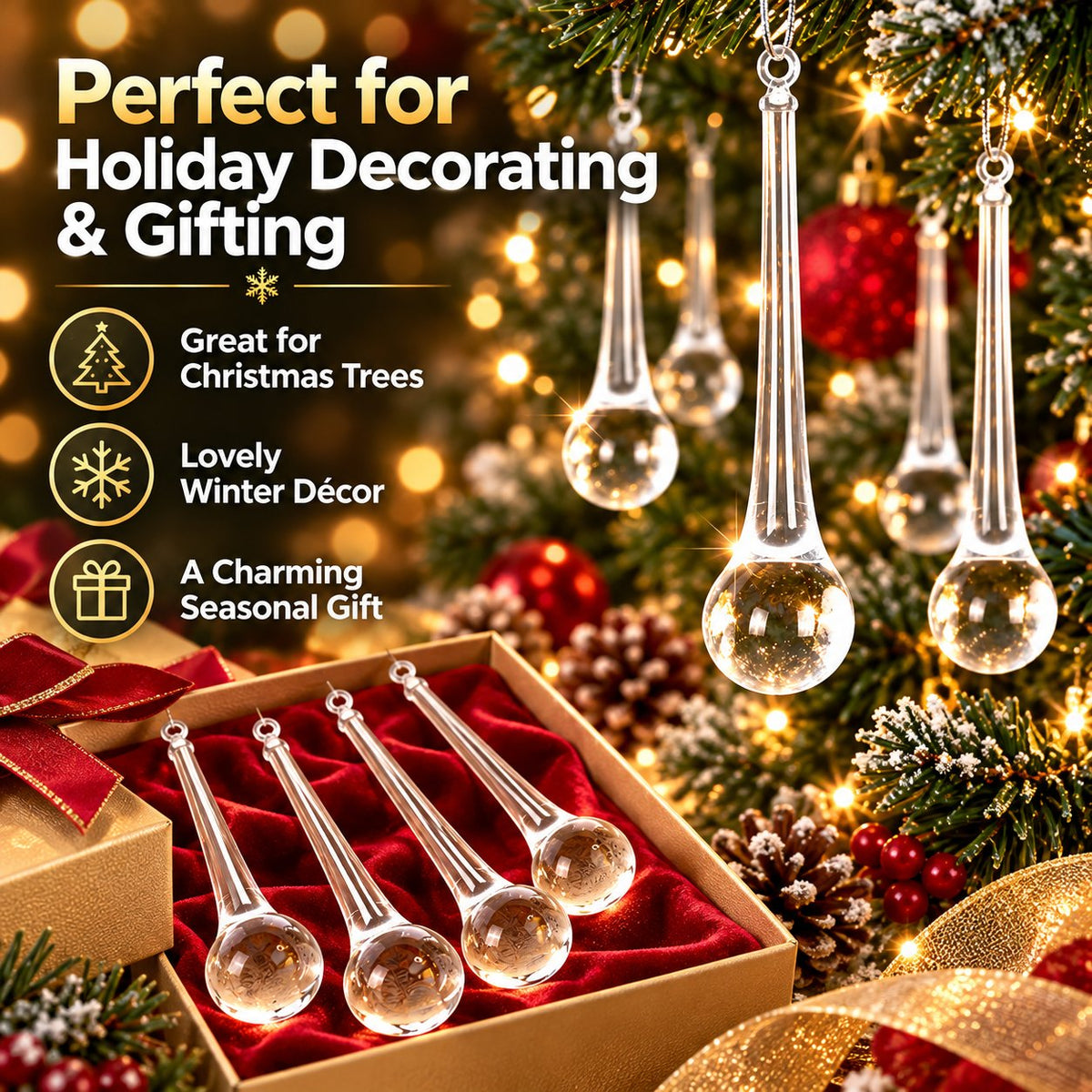 🎄💎✨ Crystal Teardrop Ornaments — Add Sparkle to Your Christmas!