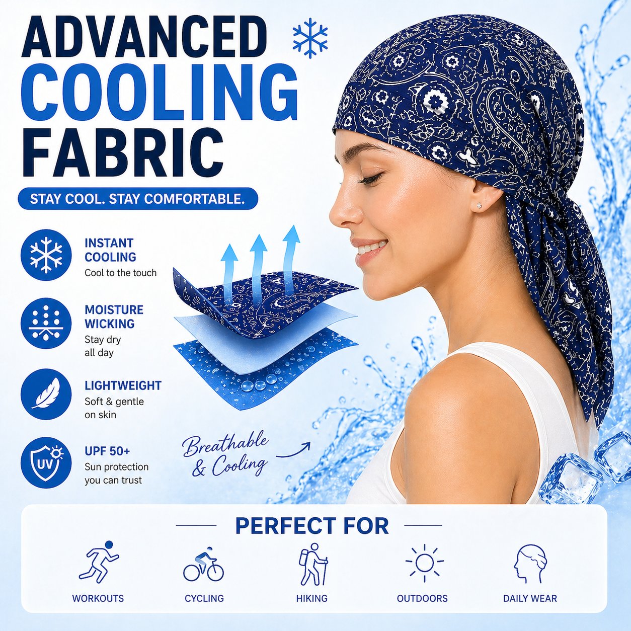 🌸 Paisley Cooling Headscarf Cap Set – Stay Cool & Chic All Summer! ☀️😎