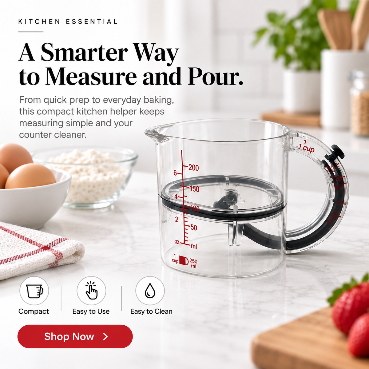 🥄 4-in-1 Adjustable Measuring Cup – One Cup for Every Recipe