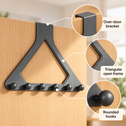 6-Hook Over-the-Door Organizer Rack – Space-Saving Storage for Home 🚪