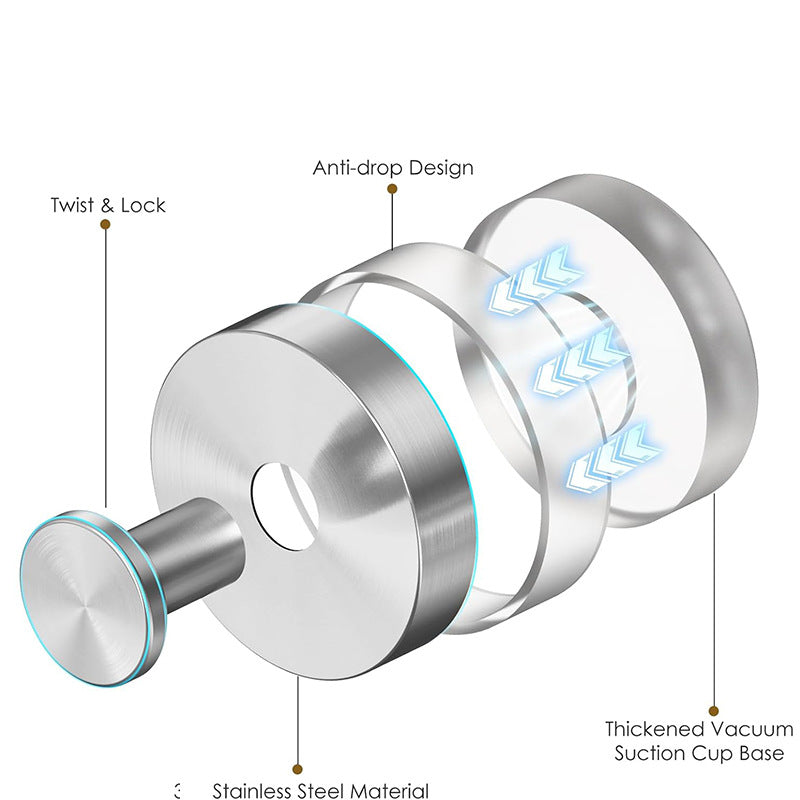 Stainless Steel Suction Cup Hook 6/4/2 PCS for Towels & Robes Hook, Drill-Free Kitchen Hanger, Multi-functional Organizer Towel Hooks Loofah, Robe, Kitchen & Home Use Gift