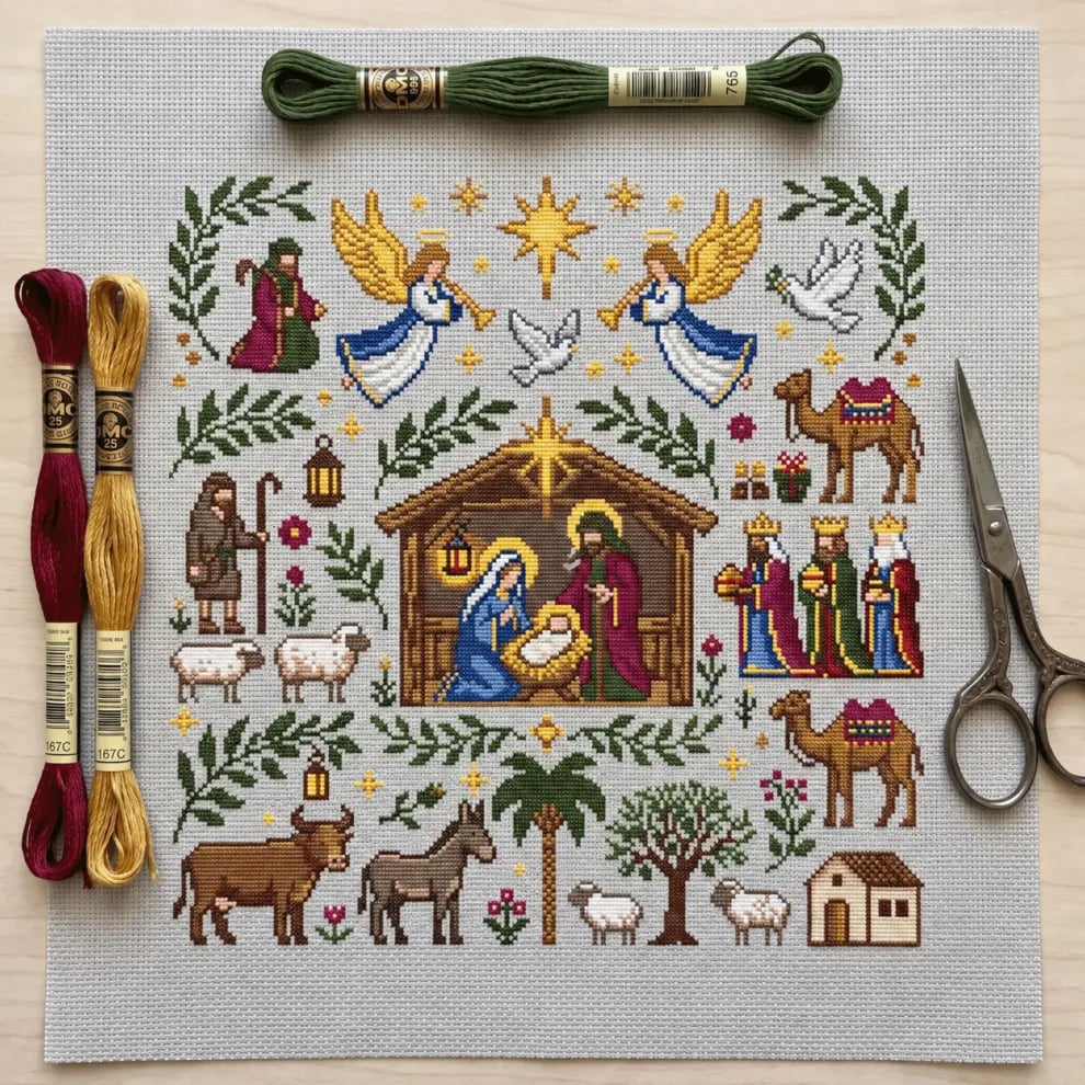🔥LAST DAY 50% OFF - ✨Nativity Cross Stitch Kit