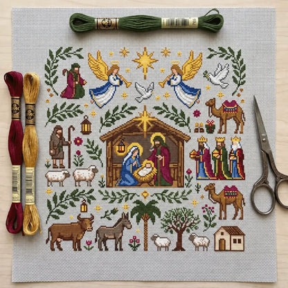 🔥LAST DAY 50% OFF - ✨Nativity Cross Stitch Kit
