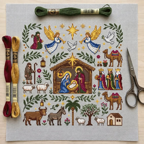 🔥LAST DAY 50% OFF - ✨Nativity Cross Stitch Kit