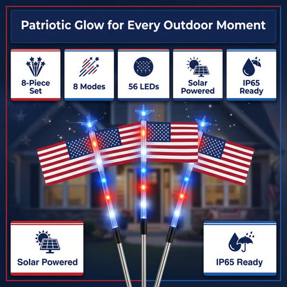 8-in-1 American Flag Solar Lights