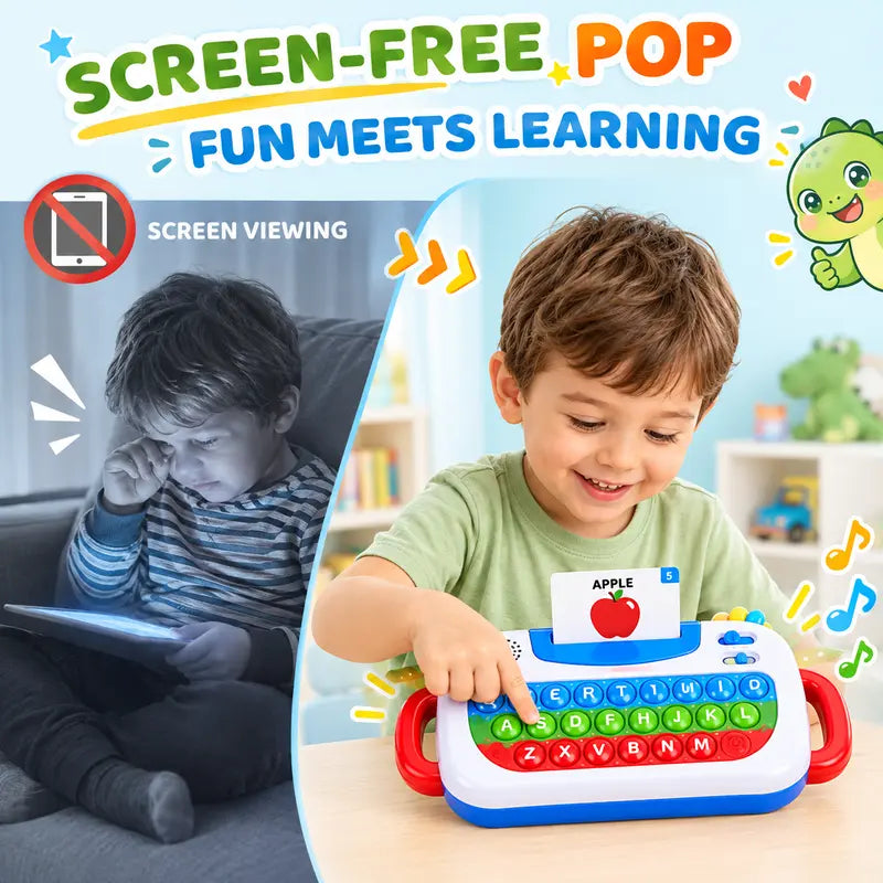 🌈 3-in-1 Interactive Learning Keyboard for Kids ✨ Light-Up Pop It Educational Toy