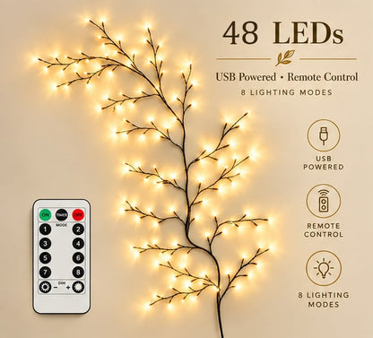 ✨ Flexible LED Branch Lights | Remote-Controlled Holiday Wall Decor