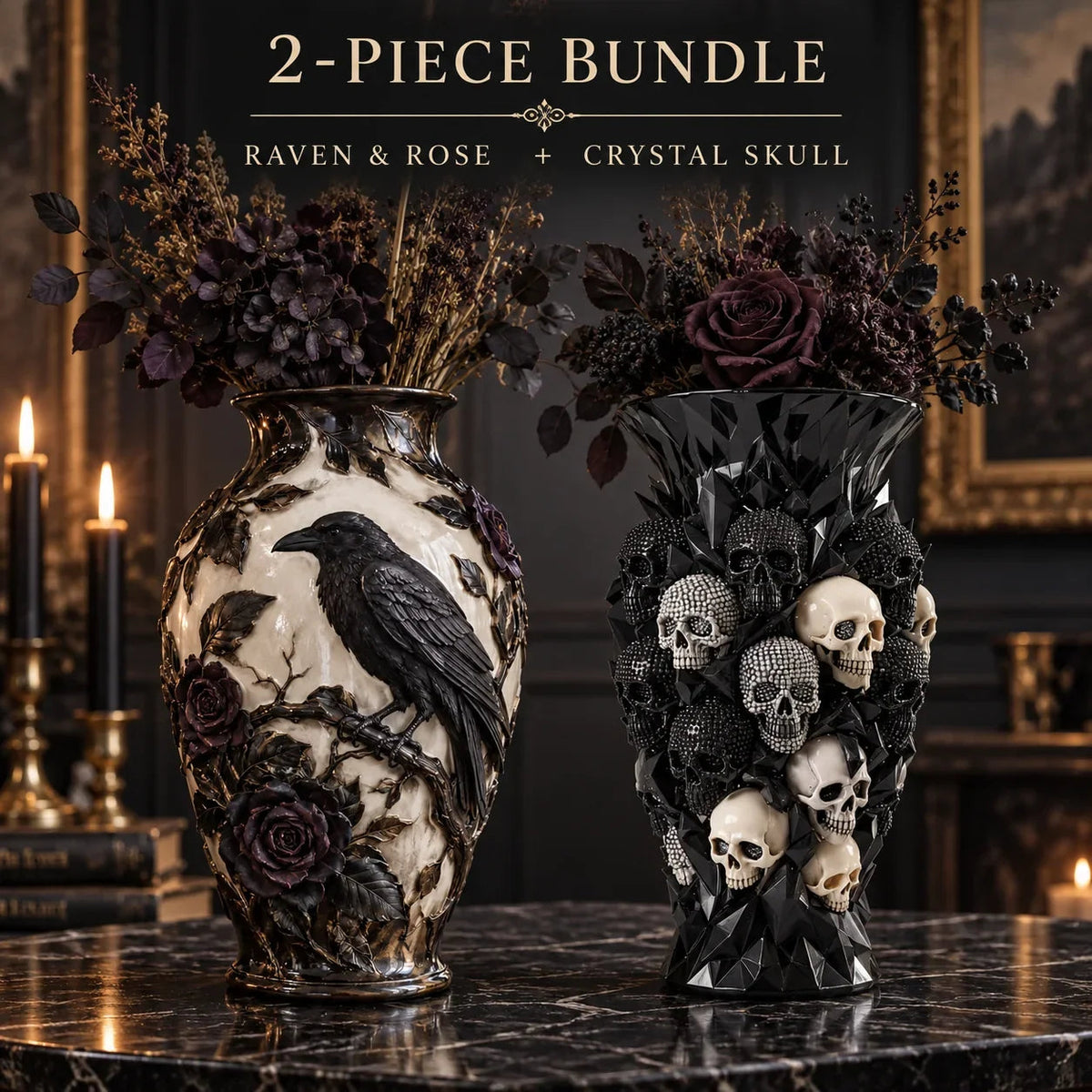 💀🐦‍⬛ Crystal Skull Vase – Where Darkness Meets Elegance ✨