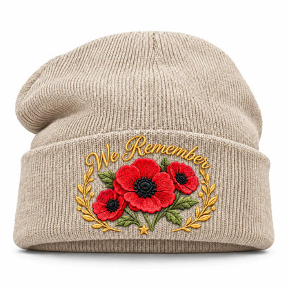 'Lest We Forget' Poppy Embroidered Beanie
