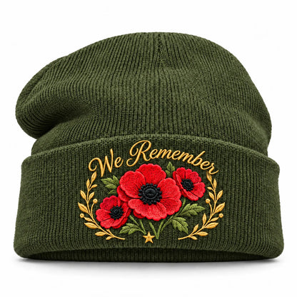'Lest We Forget' Poppy Embroidered Beanie