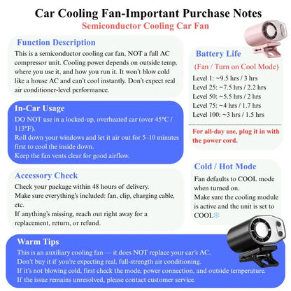 【Summer Survivals】2026 Semiconductor Cooling Car Clip On Fan