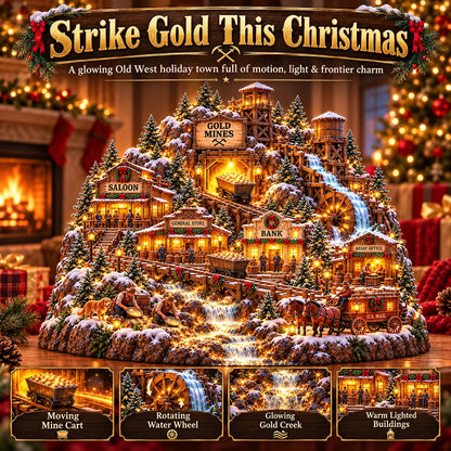 ⛏️✨ Gold Rush Christmas Mining Town™ – Lighted Old West Village with Moving Mine Cart & Gold Creek