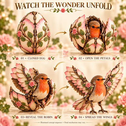 ✨🌹🐦 Rosewing Robin – 2-in-1 Rose Egg to Mechanical Bird Transforming Figure