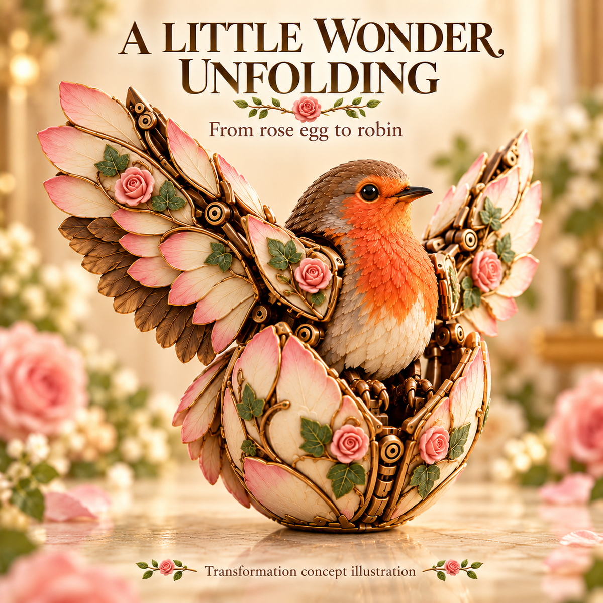 ✨🌹🐦 Rosewing Robin – 2-in-1 Rose Egg to Mechanical Bird Transforming Figure