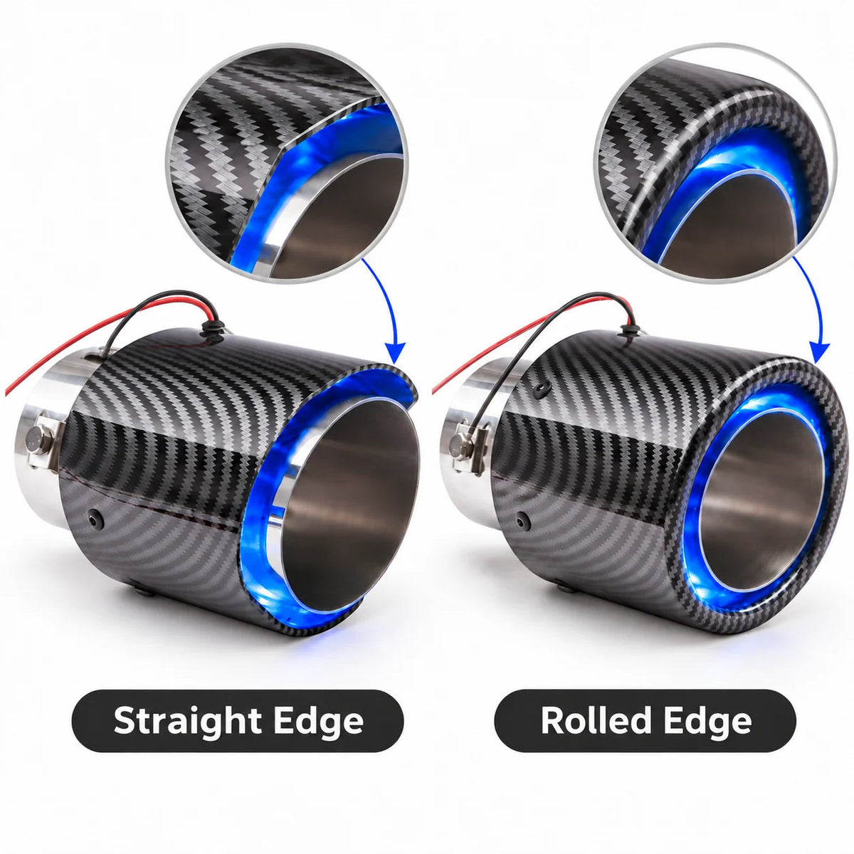 🔵 Universal LED Carbon Fiber Exhaust Pipe Light for Cars