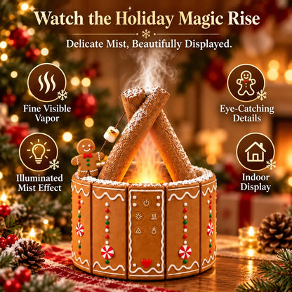 🎄 Christmas Campfire Aroma Diffuser – Cozy Flame-style Glow, Festive Mist & Adorable Santa/gingerbread Designs