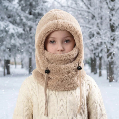 🔥 49% OFF – 3-in-1 Kids' Winter Hood – Soft Fleece Hat, Face Cover & Neck Warmer❄️🧣