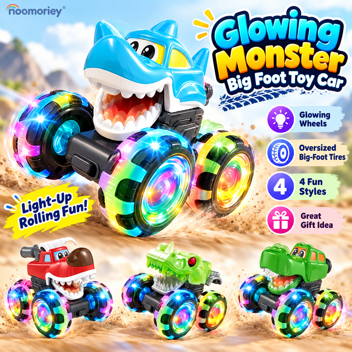 💕Glowing Monster Big Foot Toy Car