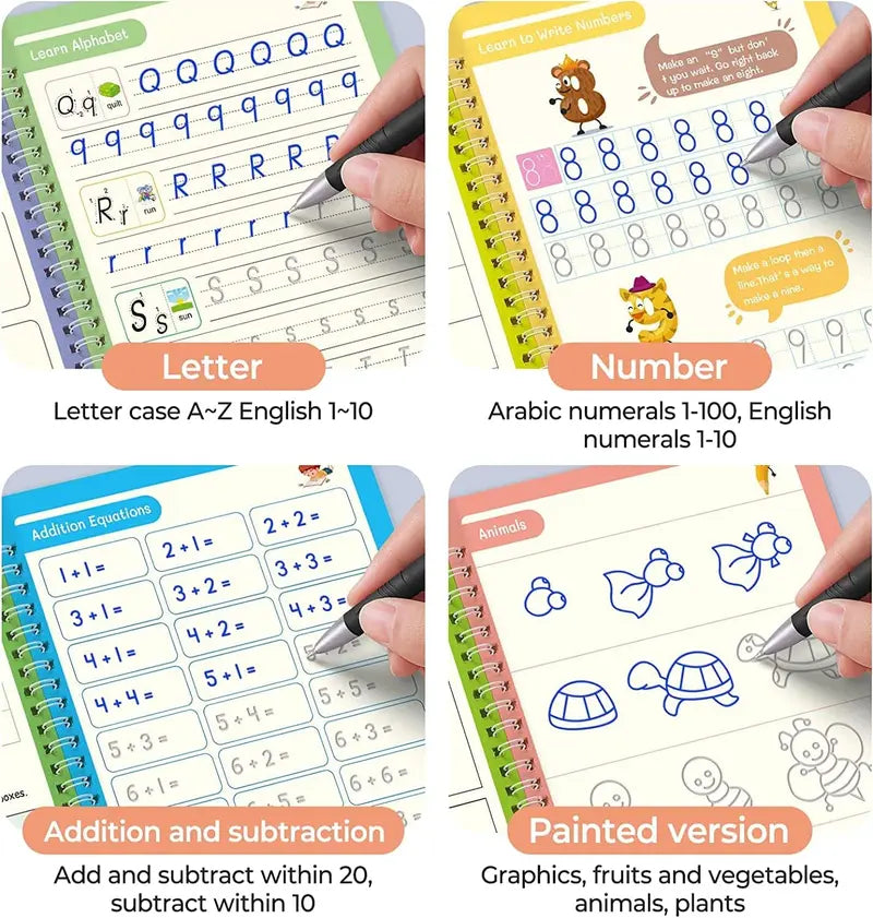 4 Pcs Magic Grooved Practice Copybook